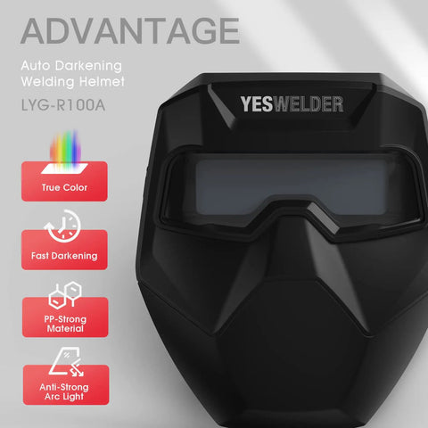 True Color Auto Darkening Welding Goggles With Wide Shade Range 4/5-9/9-13 for TIG MIG MMA Arc Plasma Cutting and Grinding