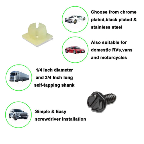 Heavy Duty Black License Plate Screws Set With Rustproof Finish Self Tapping Bolts For Front And Rear Plates
