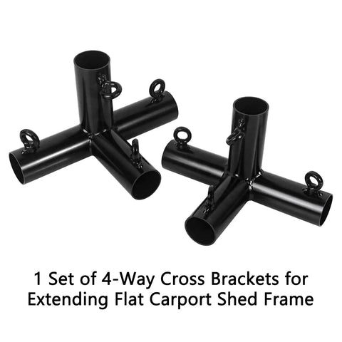 2 Pack 4 Way Flat Canopy Fittings Connectors for Extending Flat Carport Shed Frame and Greenhouse Structures 1 3 8 Inch Metal Cross Brackets Heavy Duty Outdoor Grade Build for Easy Fit and Strong Hold in Any Weather Ideal for DIY Canopy Extensions
