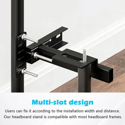 Close-up of multi-slot design on 2 Pack Heavy Duty Adjustable Headboard Brackets For Metal Bed Frame With Universal Footboard Extension Kit.