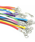 Waxed Cotton Necklace Cord Set With Clasps, 150 Pieces, 1.5 Millimeter Thickness, Mixed Colors, 18 Inch Length, Durable And Comfortable For Do It Yourself Jewelry Making Great For DIY Projects And Gifts shown in various colors