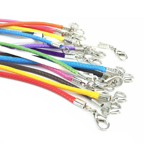 Waxed Cotton Necklace Cord Set With Clasps, 150 Pieces, 1.5 Millimeter Thickness, Mixed Colors, 18 Inch Length, Durable And Comfortable For Do It Yourself Jewelry Making Great For DIY Projects And Gifts shown in various colors