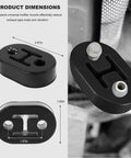 Dimensions of Two Pack Exhaust Rubber Hangers For Cars Trucks And SUVs With 2 Holes Adjustable Muffler Mount Brackets