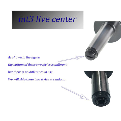 MT3 live tailstock center, medium-duty steel body with 3MT shank; two-view image