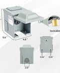 Dimensions of 50 Amp 125/250V Outdoor RV And EV Power Outlet Box Enclosed Lockable Weatherproof NEMA 14 50R Receptacle