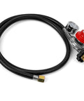 Propane regulator with gauge and POL connection on a 4 ft black hose
