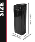 Heavy Duty 48v Electric Bike Battery Box With Large Capacity Housing Case For Ebike And Folding Scooter showing size measurements.