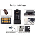 Detailed view of Super Automatic Espresso Machine And Hot Water Dispenser Combo showing removable brewer and 750G bean warehouse.
