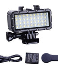 Ultra Bright Waterproof Dimmable Underwater LED Light For GoPro Hero And DJI Osmo Action, 147ft Depth, shown with accessories