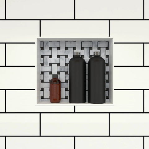 Recessed Shower Niche Shelf In Black, One Inner Shelf, 16 W X 14 H X 4 D, All In One Storage Solution For Soaps And Shampoos