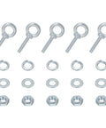 Beefy Five Pack M8 Galvanized Carbon Steel Eye Bolts With Nuts And Washers Heavy Duty Screw Eye Bolts Kit For Tie Down Straps Indoors Outdoors 5/16 Inch By 1.57 Inch Lifting Rings Silver, set with nuts and washers