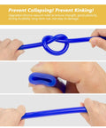 Blue Silicone Vacuum Hose Kit For Cars With Color-Matched Connectors showing flexibility, knot strength, and compression resistance.