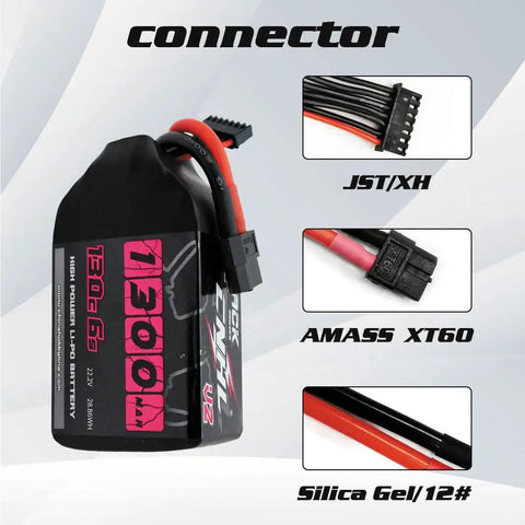 1300mAh 6S LiPo Battery Pack With XT60 Plug For FPV Drones RC Quadcopters Helicopters And Airplanes with connector details