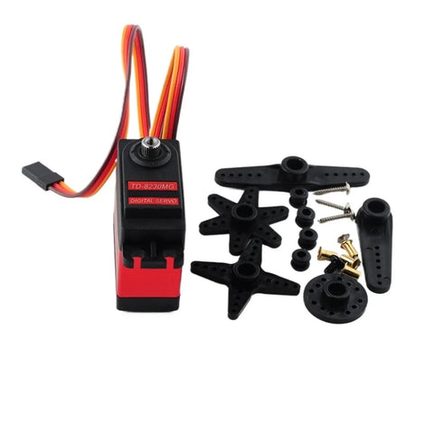 Built Tough 30kg Digital Servo Motor With Full Metal Gears And Carbon Brush For Rc Cars Robots And Diy Builds Rock Solid Precision Control 4.8 To 8.4 Volt 180 270 360 Degree Options with accessories and connectors.