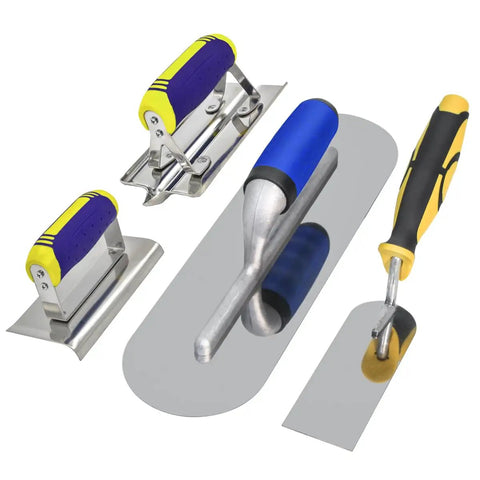 Stainless Steel Pool Trowel And Margin Trowel Plus Concrete Edger And Groover Kit For Masonry And Stucco, Durable Hand Tools With 1.3mm Thick Blades And Ergonomic Handles, No Rivet Design On Edger And Groover, Diy Concrete Projects