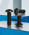 Built Tough 60 Pack 1/4 20 X 3/4 Inch Button Head Socket Cap Bolts Forged From 304 Stainless Steel With Sleek Black Zinc Coating.