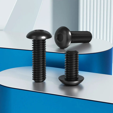 Built Tough 60 Pack 1/4 20 X 3/4 Inch Button Head Socket Cap Bolts Forged From 304 Stainless Steel With Sleek Black Zinc Coating.