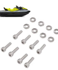 Stainless Steel Exhaust Manifold Screw Set For Ski Doo 600 HO And 800 Twin Engines M6 X 20mm Bolts With Lock Washers Easy Installation And Precise Fitment For OE Numbers 514054626 205062044 205562060 Y Pipe Kit Included., stainless steel bolts and lock washers for Ski-Doo snowmobile exhaust manifold