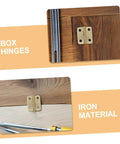 40-Pc Mini Iron Chest Hinges Set With Screws, 270 Degree Rotation Small Cabinet Hardware For Wooden Jewelry Boxes And Tiny Craft Boxes, Dope Yellow Finish With Rounded Corners, Discreet Yet Durable Hinges KOMBIUDA