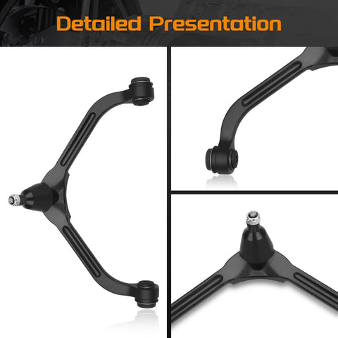 Jeep Liberty Front Upper Control Arms Kit 10Pc Replacement For 2002 2003 2004 2.4L 3.7L With Lower Ball Joints Inner And Outer Tie Rods Sway Bar Links Front End Suspension Upgrade For Smoother Tighter Steering, black upper control arm detail