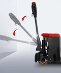 Heavy Duty 4400 Lb Electric Pallet Jack Truck With 48 By 27 Inch Forks, Built In Lead Acid Battery, Ergonomic Control Handle in use