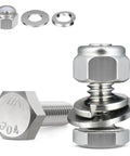 Heavy Duty 1/4-20 Hex Bolt Kit With Lock Nuts, Flat And Lock Washers, 304 Stainless Steel 18-8