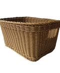 Large Woven Storage Basket With Handles For Laundry Bedroom And Bathroom Rustic Rattan Look Versatile Storage Bin For Towels Blankets And Toys Bottom 11.8 By 7.9 Top 17.3 By 10.2 7.9 Inch Tall