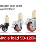 Four 3 Inch Red Stainless Steel Furniture Caster Wheels With Brakes Universal Stem 30 mm Square Tube for durability and mobility
