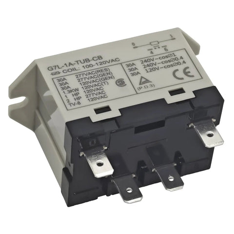 Heavy Duty General Purpose Relay 30A 250V SPST NO with quick connect 6.3mm blade terminals, UL Class B insulation for industrial control