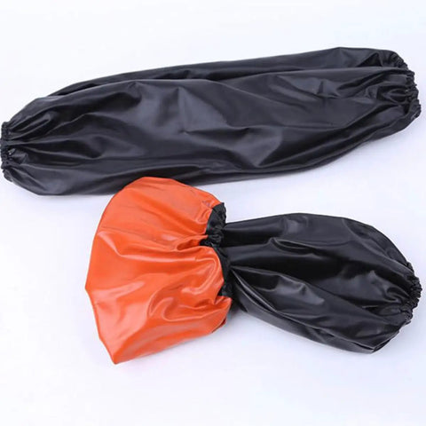 Heavy Duty Waterproof Pvc Oversleeves 6 Pack Set Oilproof Arm Covers in black and orange for mechanics and DIY.