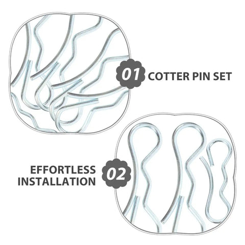 Heavy Duty Bow Tie Lock Cotter Pins Kit With Spring Clips For Lawn Mower Pins And Trailer Hitch Fasteners detail