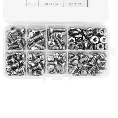 Durable 140 Piece Pan Head Screw Set In Clear Box 304 Stainless Steel Hardware Kit organized in transparent sections