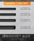 High Performance Black Silicone Vacuum Hose Kit Featuring 4 Pcs Durable Automotive Tubing With Precise 5/32 In To 15/32 In I.D Sizes Perfect For Engine Intake Lines And Windshield Washer Systems That Handle Up To 130 PSI Max Pressure Like A Boss Without, 1.5m lengths
