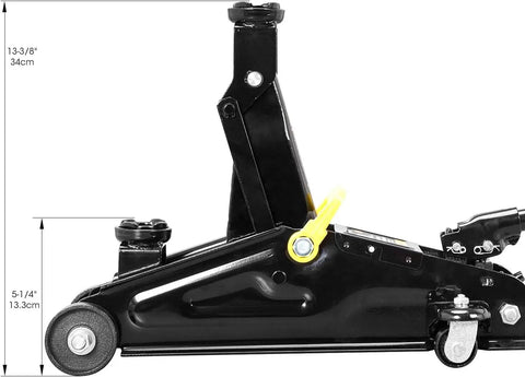 Heavy Duty Hydraulic Floor Jack And Two Adjustable Steel Jack Stands Featuring Two Ton Four Thousand Pound Lifting Power Designed As A Badass Garage Workhorse For Weekend Warriors And Hot Rod Builders