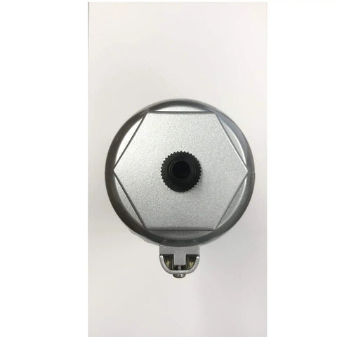Top view of Three Quarter Inch Inline Air Compressor Water Moisture Filter Trap Separator With Auto Drain, metal exterior.