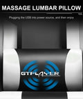 Close-up of massage lumbar pillow on All Day Comfort Gaming Chair With Footrest And Lumbar Support, in Pearl White.