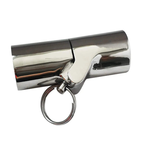 Marine Grade 316 Stainless Steel Handrail Fitting With Folding Swivel Connector For 1 Inch OD Boat Tubing 180 Degree Inline Joint Mirror Finish, Saltwater Ready And Highly Durable, shown with ring pin