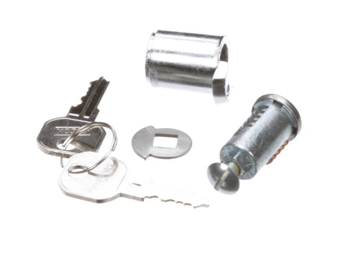 Kason Key for Model KHC102 Replacement Silver Key for Freezer Door Lock, steel key and lock parts on white