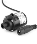 Side view of 12V Micro Brushless Submersible Pump for fountains, pools, ponds, and pet aquariums, low pressure, solar ready, energy saving