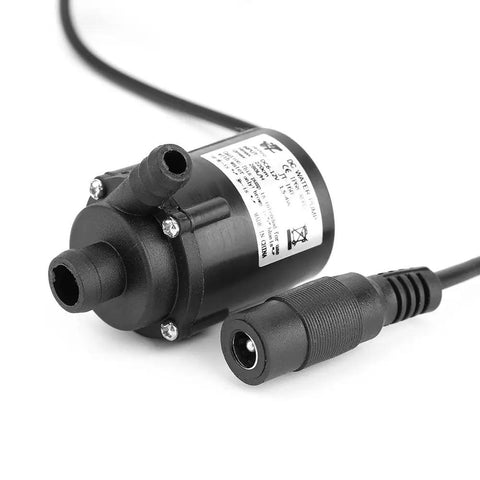 Side view of 12V Micro Brushless Submersible Pump for fountains, pools, ponds, and pet aquariums, low pressure, solar ready, energy saving