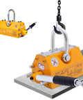 Heavy Duty Industrial Magnetic Lifter With Quick Release And 1320 Pound Permanent Lifting Magnet for moving steel plates.