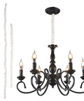 Premium White Fabric Chandelier Cord Covers That Tuck Away Messy Wiring smoothly hide wiring on a black chandelier fixture.