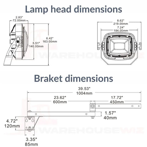 Job Site Beast Heavy Duty 50W Led Loading Dock Light With 40 Inch Folding Arm And Stainless Steel Cage IK10 Wet Rated Industrial Fixture For Warehouses And Hangars Safety Yellow