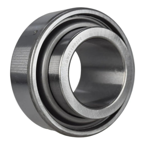 GW211PP202 Disc Harrow Bearing Replacement Part with Three Molded Contact Seals 2 Inch Round 3.93 Inch Flat shown at angle
