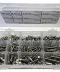 Amazon Type 316 stainless steel Phillips flat machine screws kit in clear 12-compartment plastic organizer