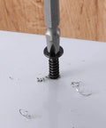 Tough As Nails Size 8 By 1 Inch 410 Stainless Steel Sheet Metal Screws packed with one hundred flat head units in use, self tapping into material.