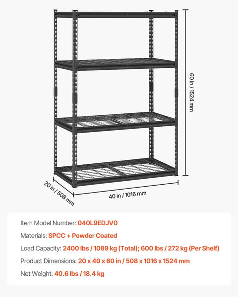 Badass Ultra Heavy Duty Four Tier Garage Storage Shelves With 2400 Lb Load Capacity Adjustable Steel Utility Racks For Basement Warehouse Home Workshop Super Durable Black Frame