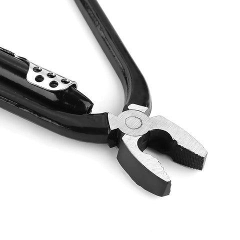 Close-up of Pro Grade Lockwire Twisting Pliers Set 8.1 Inch 10.6 Inch High Carbon Steel Jaws for precise slippage-free twists.