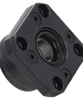Durability Optimized Ball Screw Bearing Block End Support For Precision Assembly Equipment In Carbon Steel 1 Unit Pro Grade Heavy Duty Stable And Accurate Setup, showing a close-up view of the black bearing block with bolt holes.