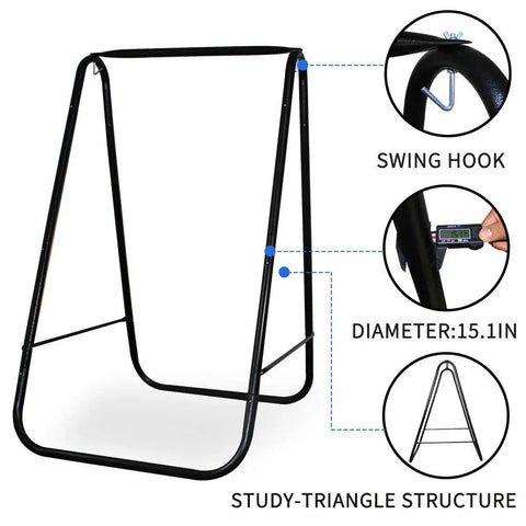 Heavy Duty Hammock Chair Stand With Large Hanging Indoor Swing 500 Lbs Capacity Steel Triangular Support Frame
